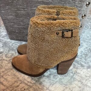 Jessica Simpson Tan Heeled Boots with Shearling